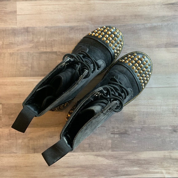 Gia Mia Studded Denim Hip Hop Boots - Picture 2 of 4